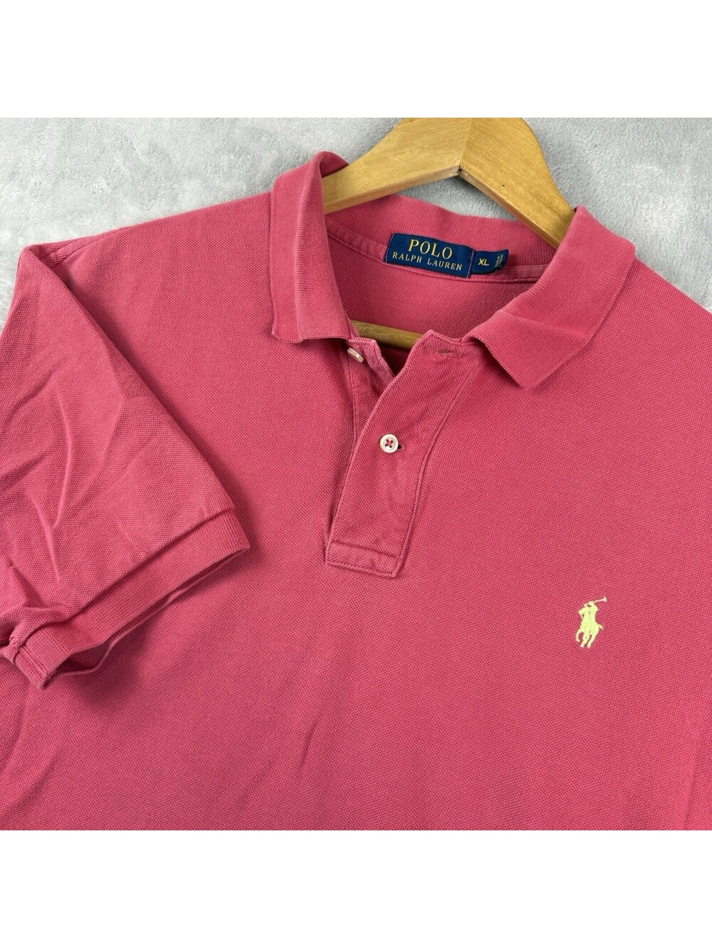 Polo Ralph Lauren Pink Short Sleeve Polo Shirt Men’s XL Yellow Pony Logo Classic